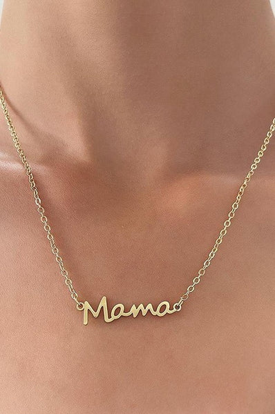 18K Stainless Steel MAMA Necklace - Gold