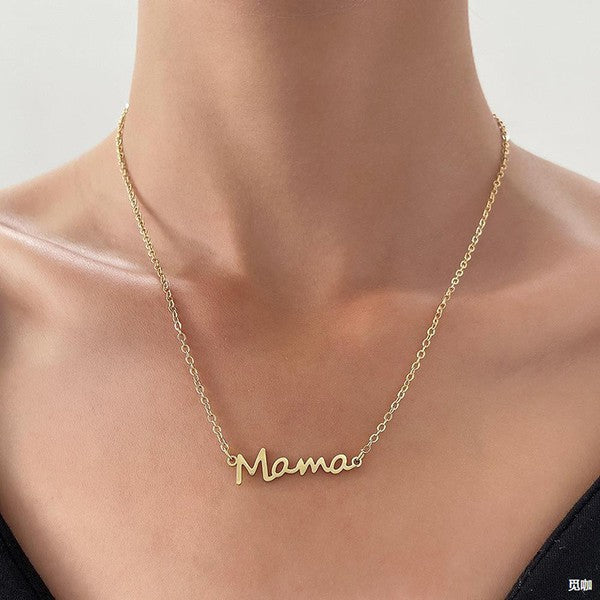 18K Stainless Steel MAMA Necklace - Gold