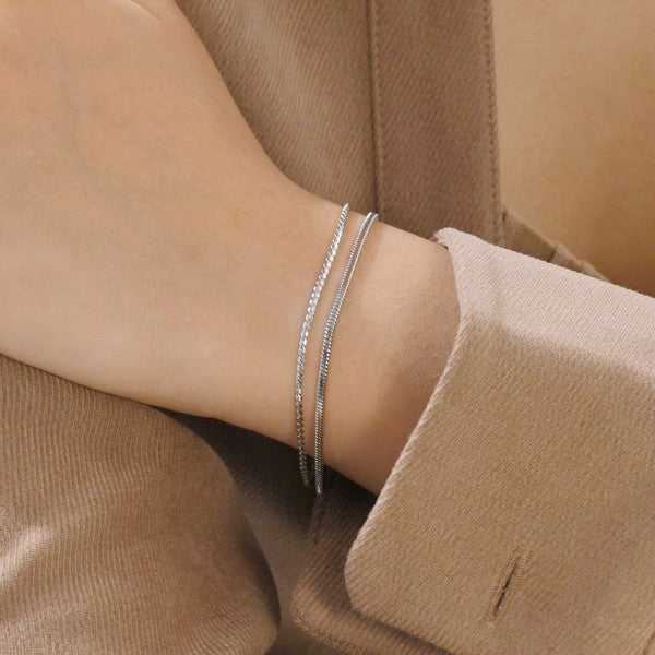 18K Stainless Steel Layered Bracelet - Silver