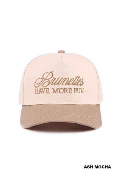 Brunettes Have More Fun Two-Tone Canvas Cotton Cap - Ash Mocha