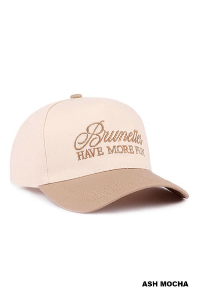 Brunettes Have More Fun Two-Tone Canvas Cotton Cap - Ash Mocha