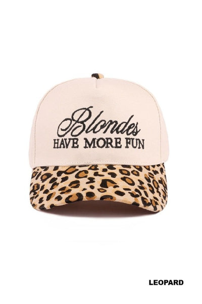 Blondes Have More Fun Two-Tone Canvas Cotton Cap - Leopard