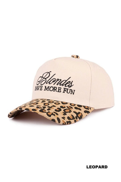 Blondes Have More Fun Two-Tone Canvas Cotton Cap - Leopard