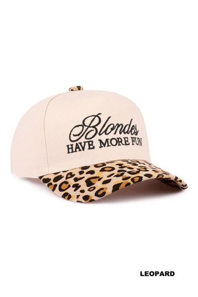 Blondes Have More Fun Two-Tone Canvas Cotton Cap - Leopard