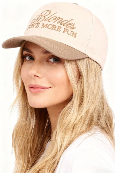 Blondes Have More Fun Two-Tone Canvas Cotton Cap - Ash Mocha
