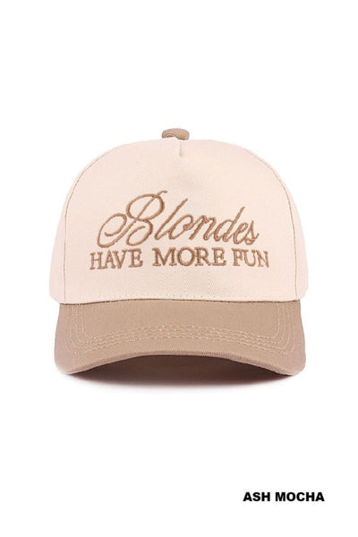 Blondes Have More Fun Two-Tone Canvas Cotton Cap - Ash Mocha