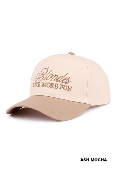 Blondes Have More Fun Two-Tone Canvas Cotton Cap - Ash Mocha