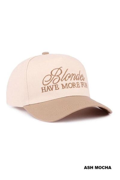 Blondes Have More Fun Two-Tone Canvas Cotton Cap - Ash Mocha