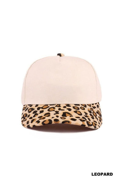 Plain Two Tone Canvas Cotton Snapback cap - Leopard