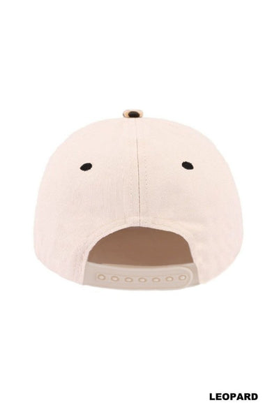Plain Two Tone Canvas Cotton Snapback cap - Leopard