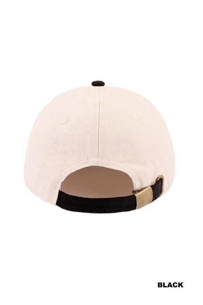 Horseshoe Two-Tone Canvas Cotton Cap - Black