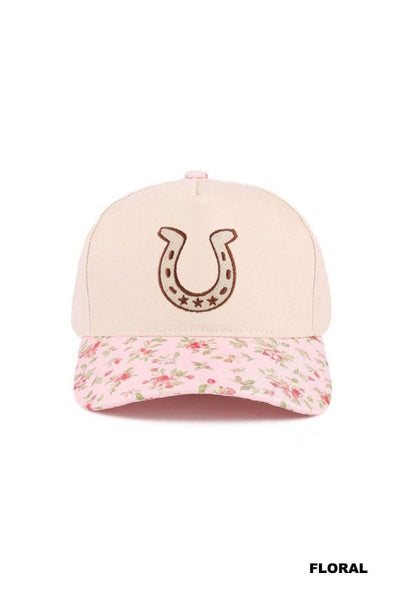 Horseshoe Two-Tone Canvas Cotton Cap - Floral