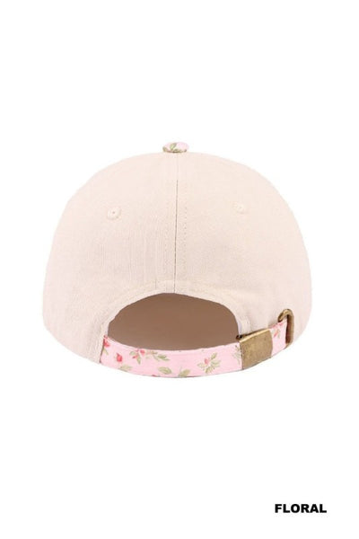 Horseshoe Two-Tone Canvas Cotton Cap - Floral
