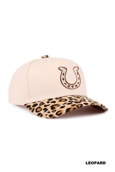 Horseshoe Two-Tone Canvas Cotton Cap - Leopard