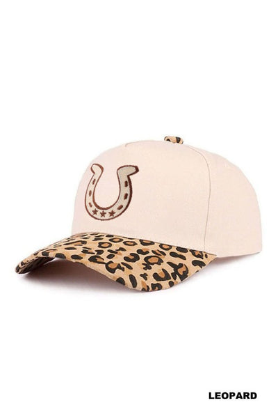 Horseshoe Two-Tone Canvas Cotton Cap - Leopard