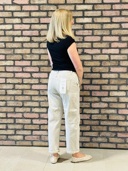 Relaxed Barrel Cuffed Jeans - Almond