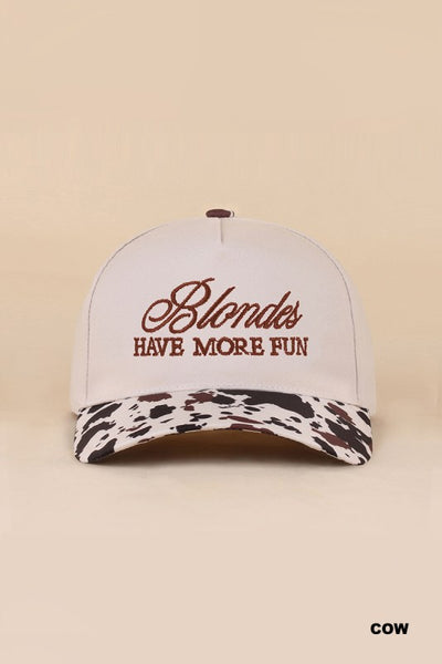 Blondes Have More Fun Two-Tone Canvas Cotton Cap - Cow