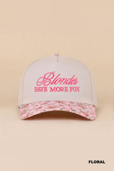 Blondes Have More Fun Two-Tone Canvas Cotton Cap - Floral