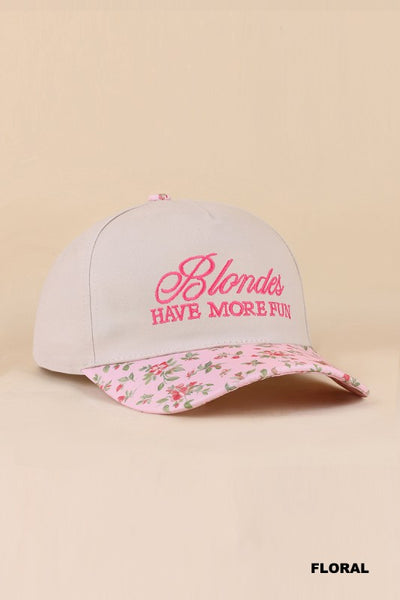 Blondes Have More Fun Two-Tone Canvas Cotton Cap - Floral