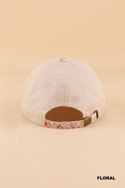 Blondes Have More Fun Two-Tone Canvas Cotton Cap - Floral