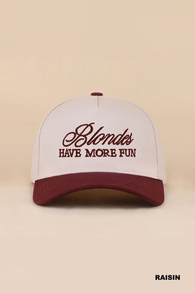 Blondes Have More Fun Two-Tone Canvas Cotton Cap - Raisin
