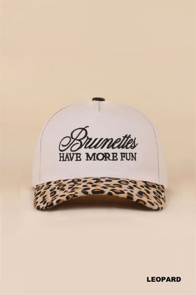 Brunettes Have More Fun Two-Tone Canvas Cotton Cap - Leopard