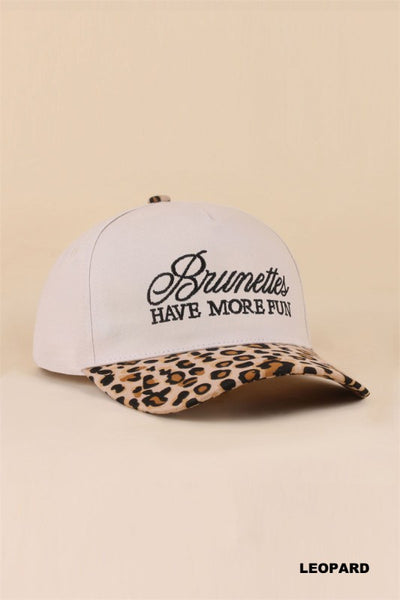Brunettes Have More Fun Two-Tone Canvas Cotton Cap - Leopard