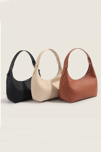 Woven Weave Shoulder Bag - Black