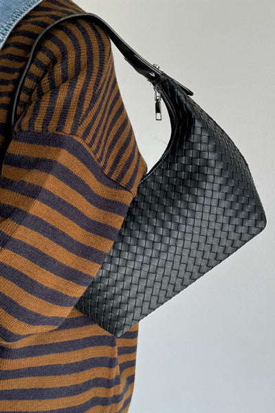 Woven Weave Shoulder Bag - Black