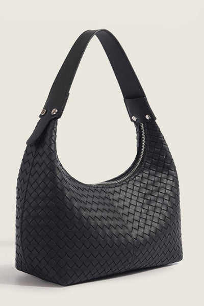 Woven Weave Shoulder Bag - Black
