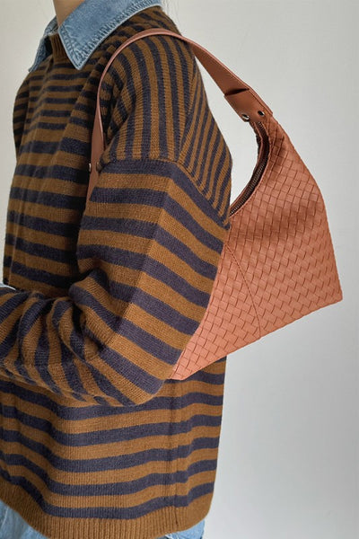 Woven Weave Shoulder Bag - Camel
