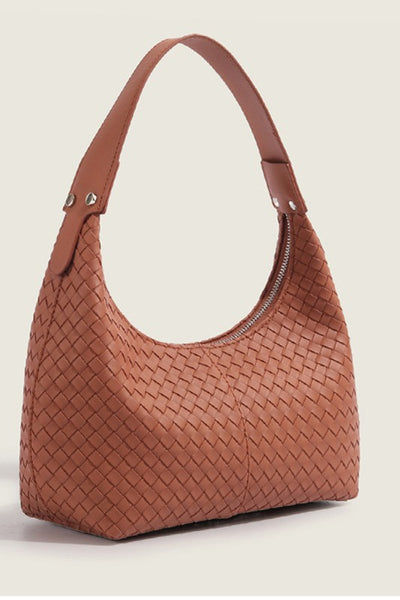 Woven Weave Shoulder Bag - Camel