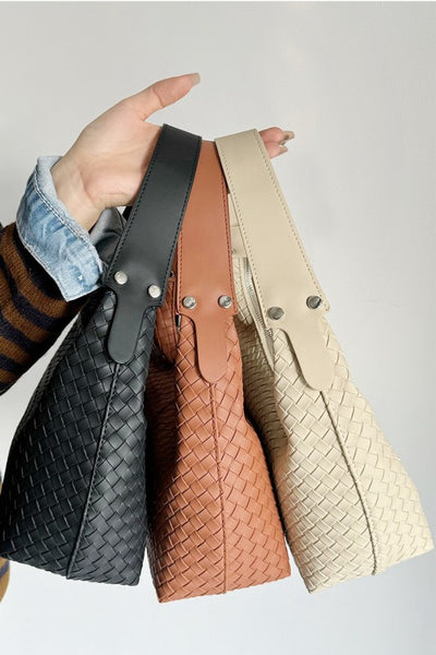 Woven Weave Shoulder Bag - Black