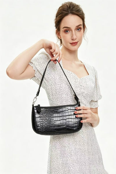 Pattern Clutch-Shoulder Bag - Black