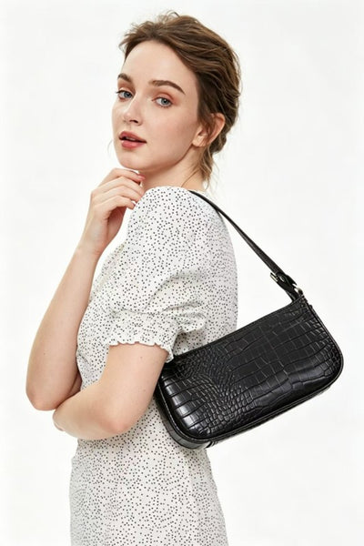 Pattern Clutch-Shoulder Bag - Black