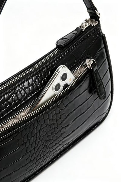 Pattern Clutch-Shoulder Bag - Black