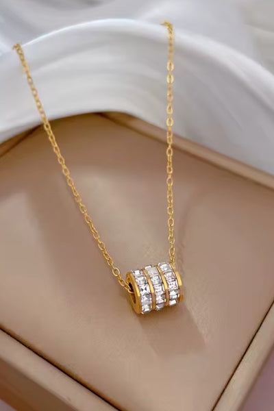 18K Stainless Steel Barrel Necklace - Gold