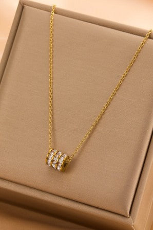 18K Stainless Steel Barrel Necklace - Gold