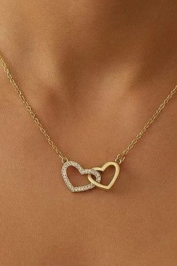 Gemini Said Interlocking Heart Necklace - Gold