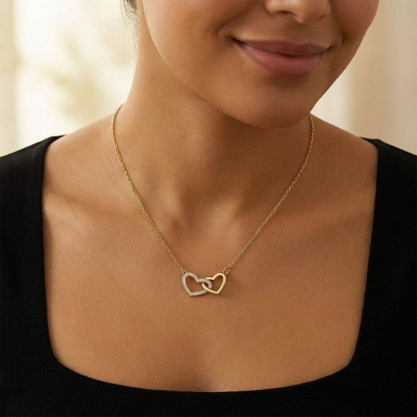 Gemini Said Interlocking Heart Necklace - Gold
