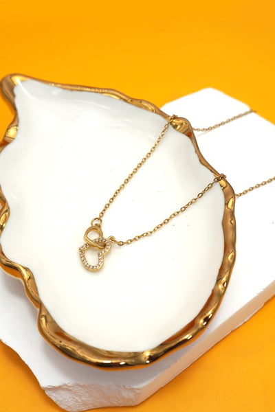 Gemini Said Interlocking Heart Necklace - Gold