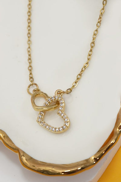 Gemini Said Interlocking Heart Necklace - Gold