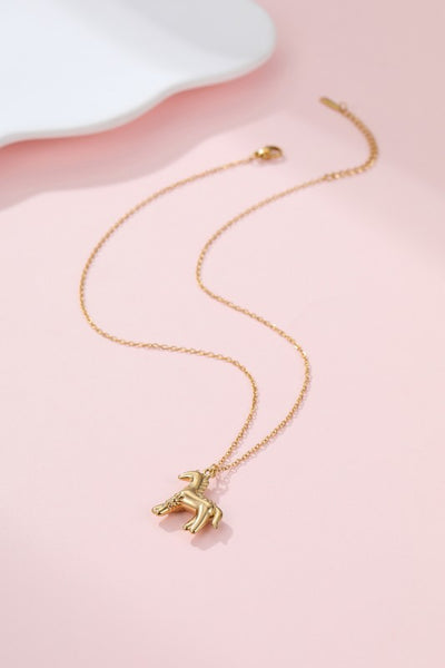18K Stainless Steel Horse Necklace - Gold