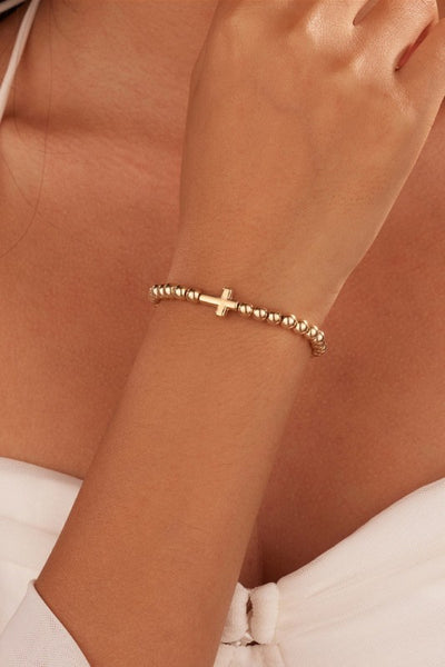Cross Ball Chain Bracelet - Gold