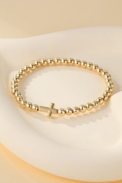 Cross Ball Chain Bracelet - Gold