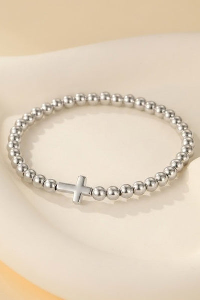 Cross Ball Chain Bracelet - Silver