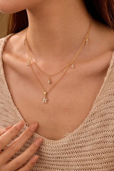 Crystal Layered Necklace - Gold