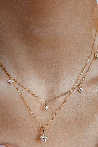 Crystal Layered Necklace - Gold