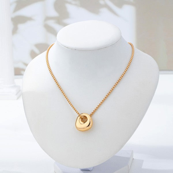 Sculptural Pebble Necklace - Gold