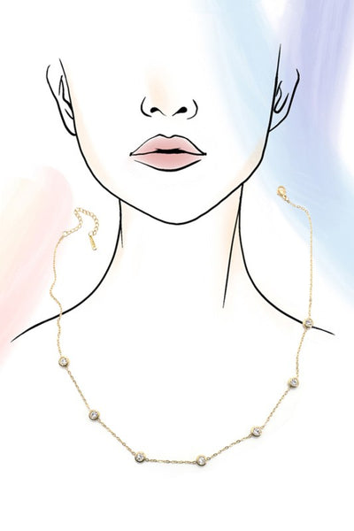 18 Stainless Steel Rhinestone Necklace - Gold